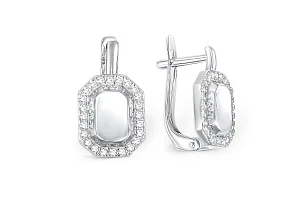 Серьги из белого золота с 48 фианитами