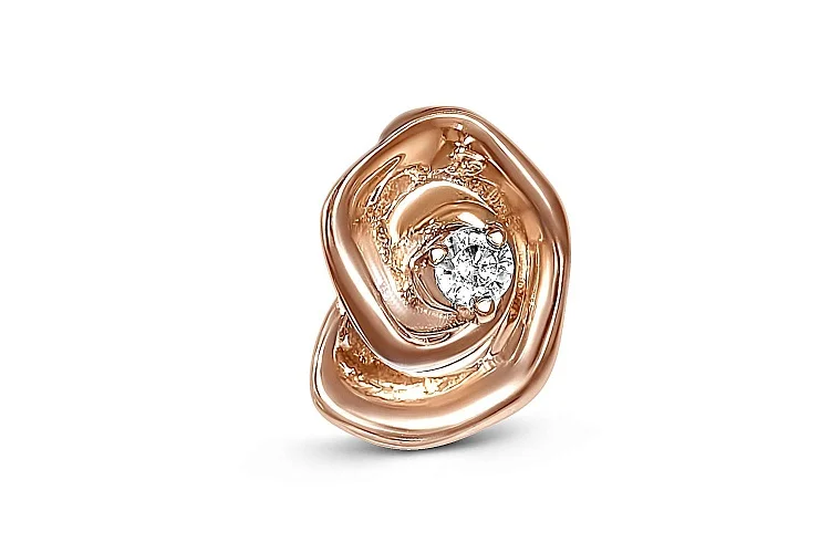 Подвеска Цветок из красного золота с фианитом