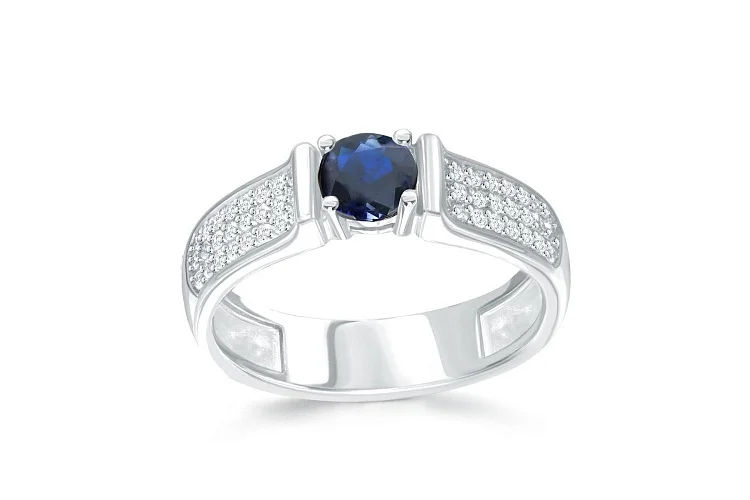 Кольцо из белого золота с сапфиром и 48 бриллиантами