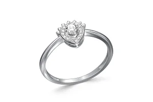 Кольцо из белого золота с 23 фианитами