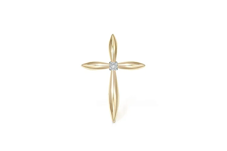 Крест из жёлтого золота с бриллиантом