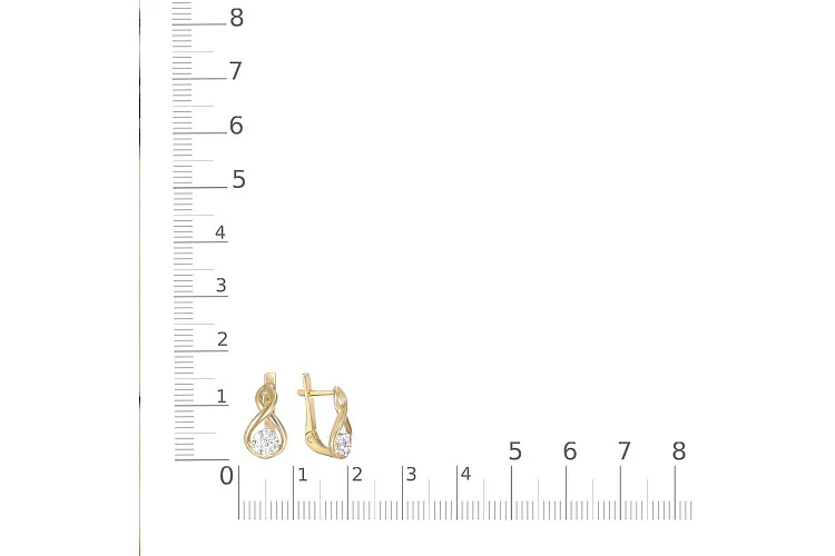 Серьги Малинки из жёлтого золота с 14 фианитами