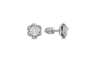 Серьги-пусеты Цветы из белого золота с 2 бриллиантами