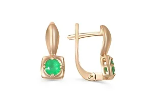 Серьги из красного золота с 2 изумрудами