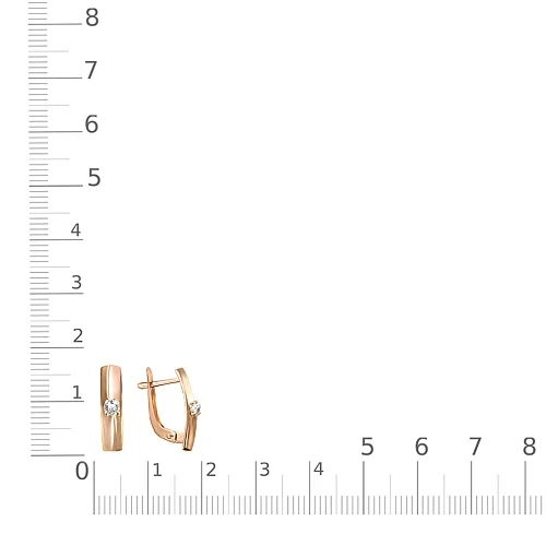 Серьги из красного золота с 2 фианитами
