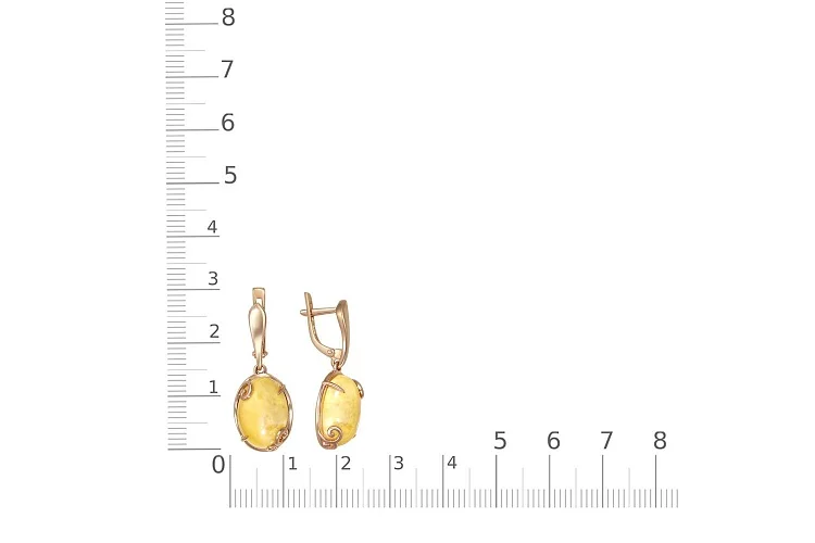 Серьги из красного золота с янтарём