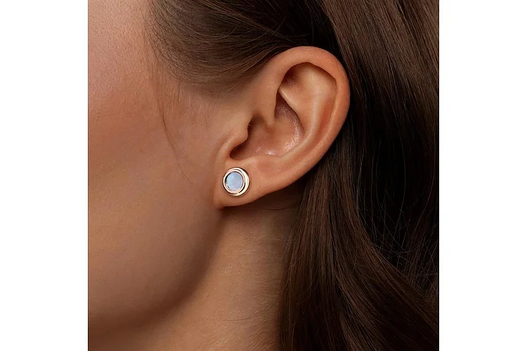 Серьги-пусеты из красного золота с перламутром