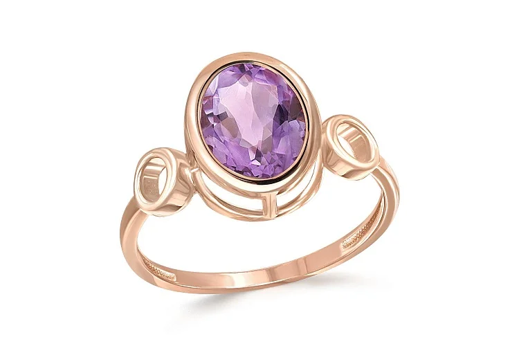 Кольцо из красного золота с аметистом