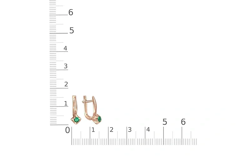 Серьги Цветы из красного золота с 2 изумрудами