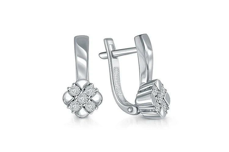 Серьги из белого золота с 10 бриллиантами