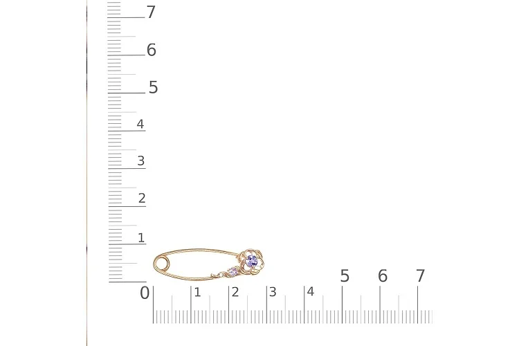 Булавка Цветок из красного золота с 2 танзанитами и бриллиантом