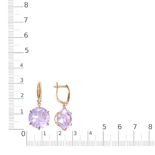 Серьги из красного золота с 2 ситаллами