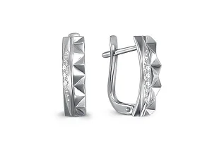 Серьги из белого золота с 6 фианитами