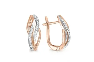 Серьги из красного золота с 40 фианитами