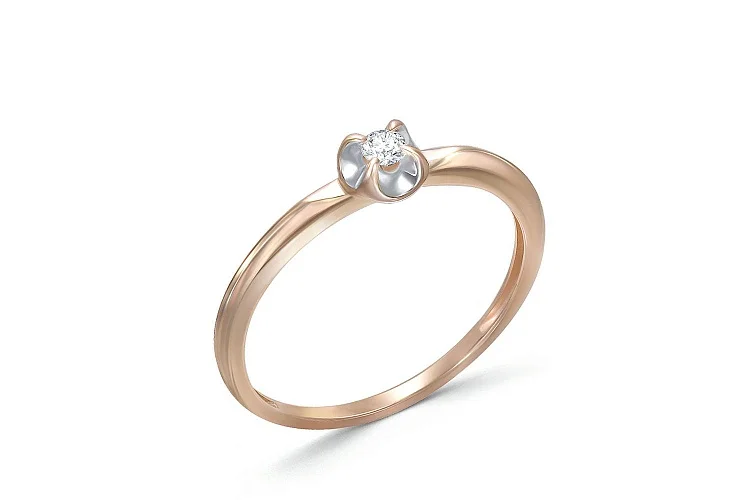 Кольцо из красного золота с бриллиантом