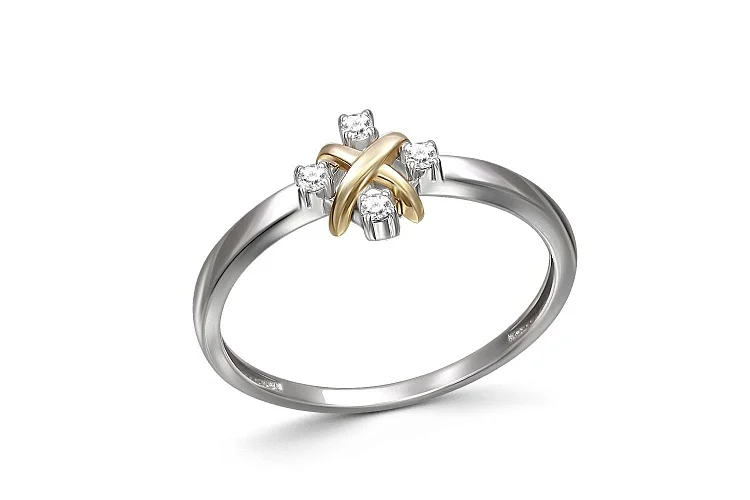 Кольцо из жёлтого золота с 4 бриллиантами