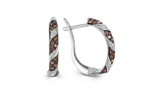 Серьги из белого золота с 82 фианитами