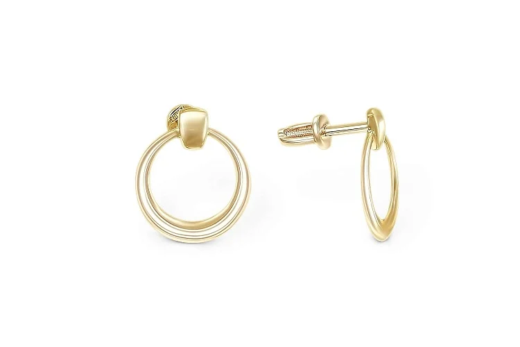Серьги-пусеты Круги из жёлтого золота без вставок