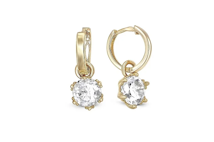 Серьги-трансформеры из жёлтого золота с горным хрусталём