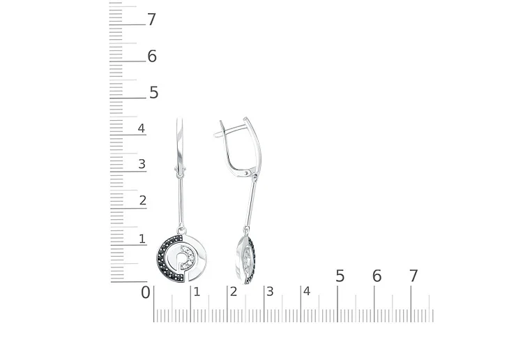 Серьги из белого золота с 32 фианитами