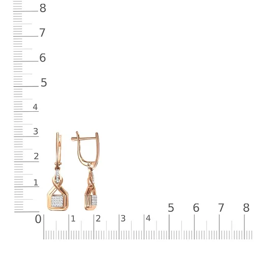 Серьги из красного золота с 50 фианитами