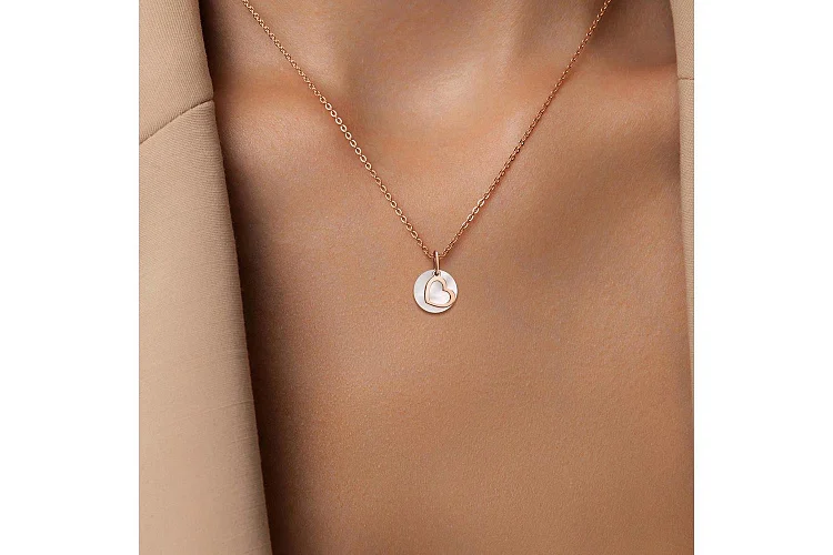 Подвеска Сердце из красного золота с перламутром