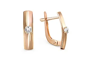 Серьги из красного золота с 2 фианитами