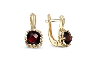 Серьги из жёлтого золота с 2 гранатами