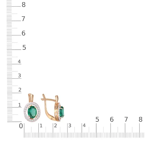 Серьги из красного золота с 2 изумрудами и 44 бриллиантами