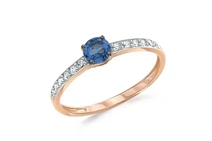 Кольцо из красного золота с топазом лондон и 12 фианитами