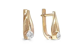 Серьги из жёлтого золота с 2 бриллиантами