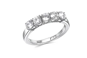 Кольцо Дорожка из белого золота с 5 фианитами