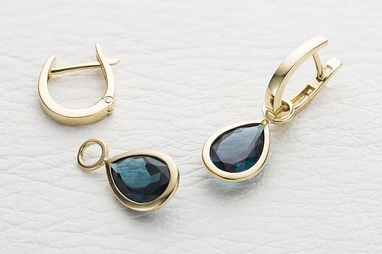 Серьги-трансформеры из жёлтого золота с 2 ситаллами