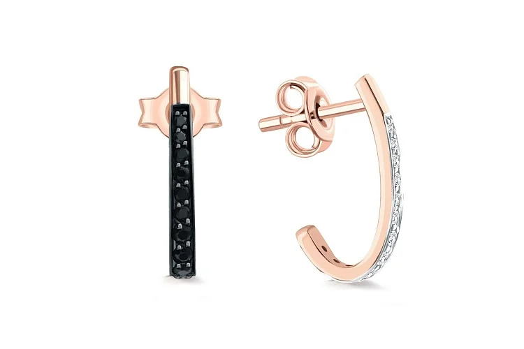 Серьги-пусеты из красного золота с 24 фианитами