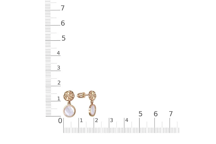 Серьги-пусеты из красного золота с перламутром