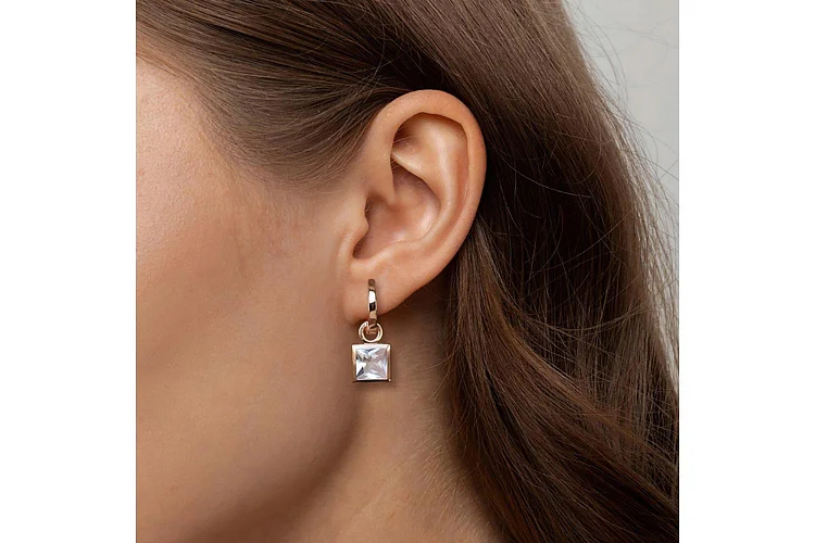 Подвеска серёг-трансформеров из красного золота с горным хрусталём