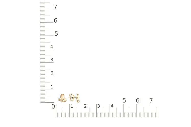 Серьги-пусеты Бабочки из жёлтого золота без вставок