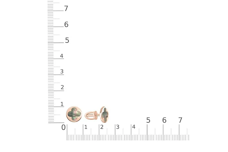 Серьги-пусеты Клевер из красного золота с перламутром