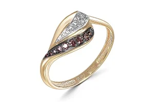 Кольцо из жёлтого золота с 21 фианитами