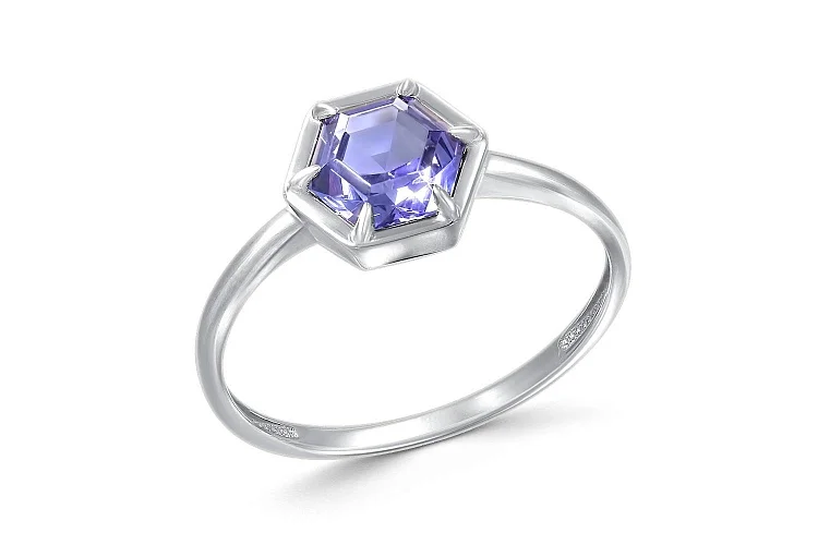 Кольцо из белого золота с ситаллом