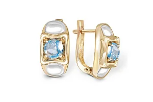 Серьги из жёлтого золота с 2 ситаллами