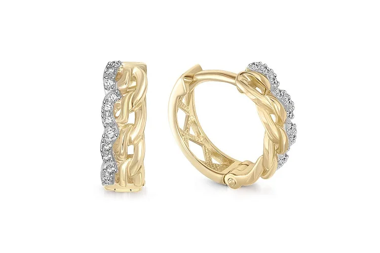 Серьги из жёлтого золота с 24 фианитами