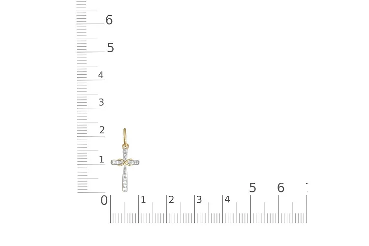 Крест из жёлтого золота с 11 фианитами