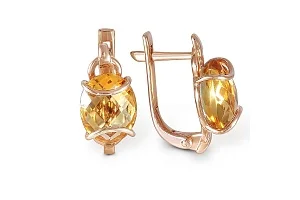 Серьги из красного золота с 2 цитринами