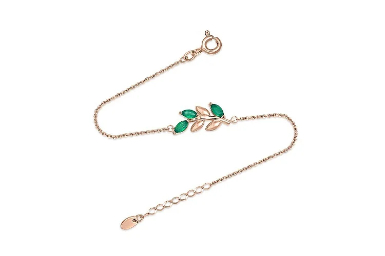 Браслет Веточка из красного золота с 3 агатами