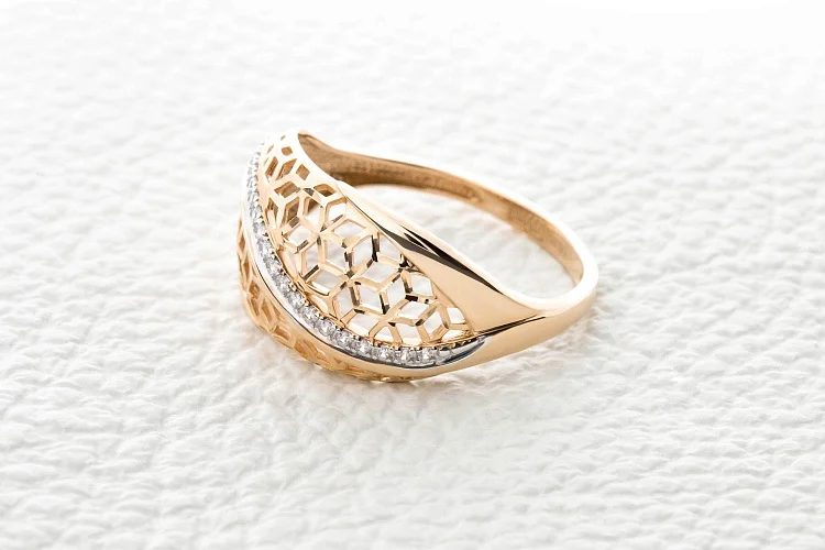 Кольцо Дорожка из красного золота с 20 фианитами