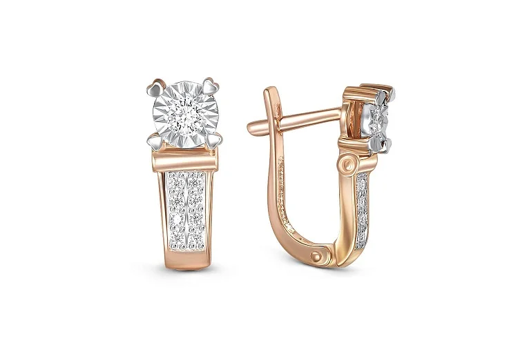 Серьги из красного золота с 18 бриллиантами