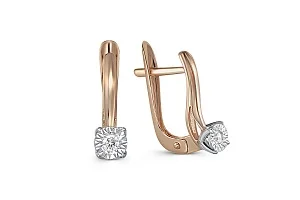 Серьги из красного золота с 2 бриллиантами