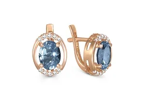 Серьги из красного золота с 2 топазами лондон и 20 фианитами