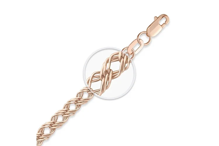 Цепь плетение тройной ромб ⌀ нити 0,50 мм  из красного золота